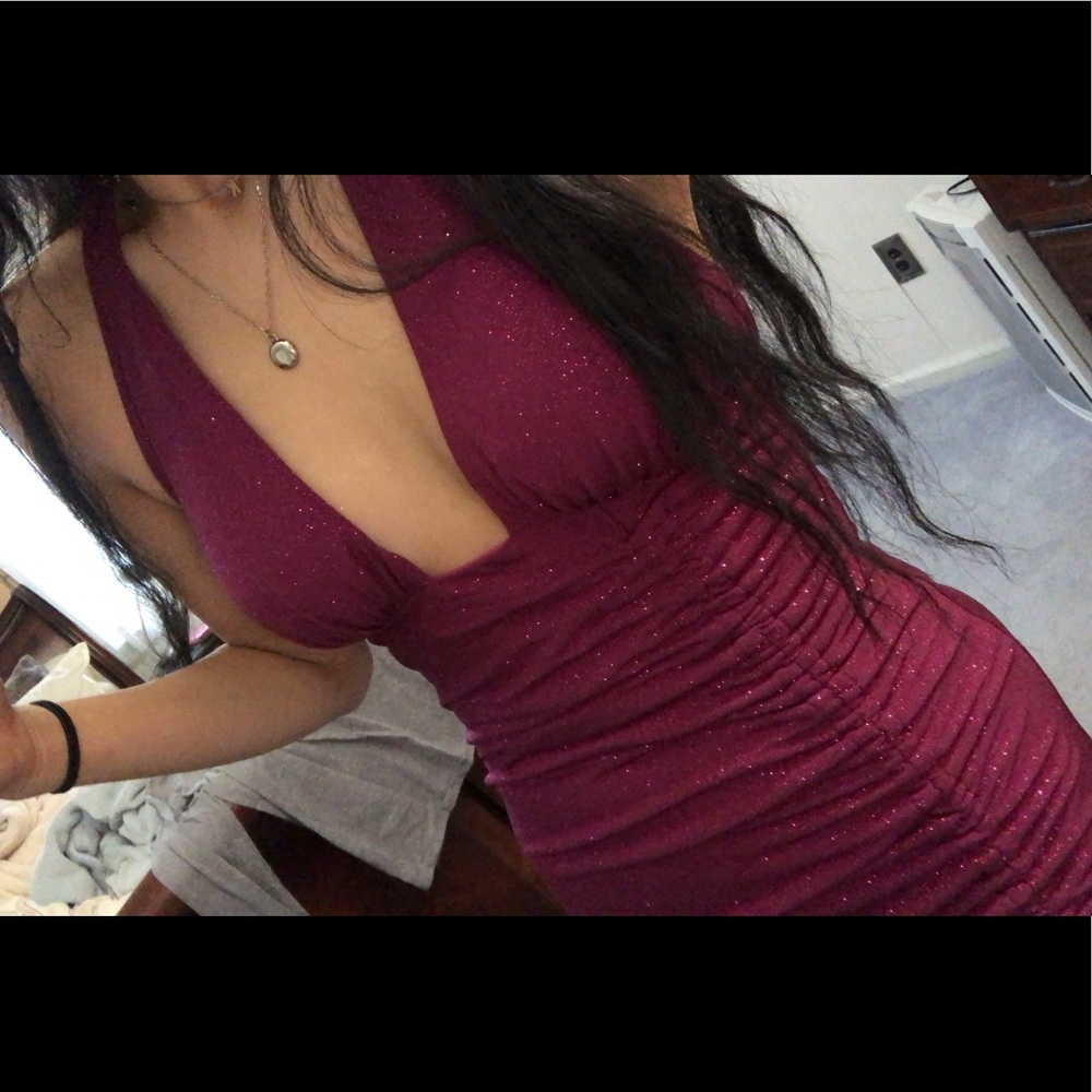 Revolve Purple Sparkly Halter Dress